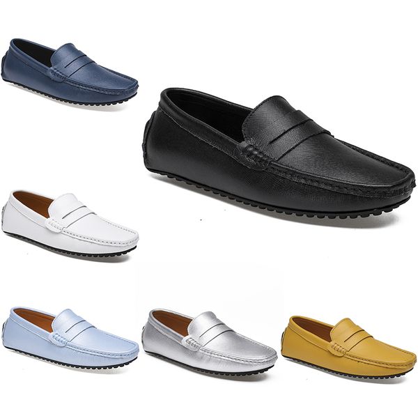 Doudou conduisant en cuir décontracté pour hommes 2021 chaussures douces sole mode noire bleu blanc bleu sier jaune gris chaussures entièrement prodiguée de lazaine lazy 38-46 trente-trois 929