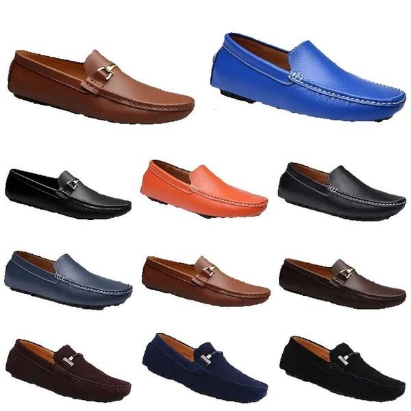 Doudou Leather Men Softs Breatchable Casual Shoes Sole Sole Driving Light Tans Black Navys Whites Blue Sier Yellow Gris Footwes Tous Match Outdoor Cross Border
