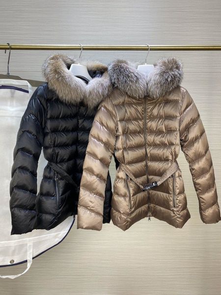 Doudoune Monclair Womens Down Jacke Winer Jackes Puffer Furry Designer Manteaux Véritable Collier De Cheveux De Raton Laveur Manteau Chaud Mode Parkas Avec Bel Lady Coon Ouerwear Grandes femmes