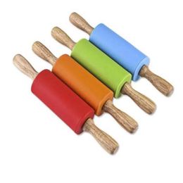 Deeg Gebak Roller Stick 23cm Houten Handvat Siliconen Deegroller voor Kinderen Bakken Tools Keuken Noedels tool