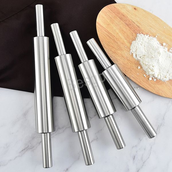 Rodillo de masa Rodillo de acero inoxidable Palo Pastel Herramienta de cocina Rodillo de harina Duradero Antiadherentes Rodillos de masa para hornear BH4555 TQQ