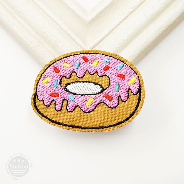 Donuts (taille: 6,3x4,8 cm), Badges en tissu, bricolage, réparation, décoration, Patch, vestes en jean, sac, vêtements, couture, décoration appliquée