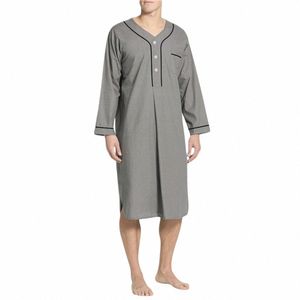 Douhoow hombres Kaftan Dubai Robe Color sólido suelto Arabia Saudita LG mangas camisón con bolsillos ropa de dormir camisón i9d3 #