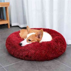 Dertingen Dog Bedden Calming Bed Cat Huis Hondenmand Lange Pluche Pet Kennel Sofa Kussen Mat Cuddler Slaapzak voor Puppy Large 210924