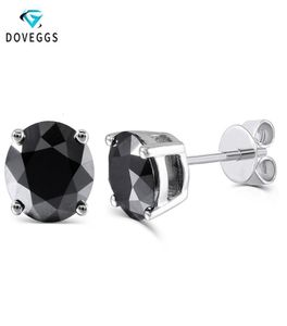 Doveggs Sterling Solid 925 Silver 2CTW 65 mm Boucles d'oreilles en diamant Moisanite Black Round pour les femmes Poussez les boucles d'oreille CJ197644849