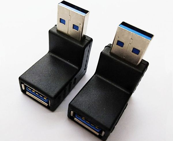 Conectores de computadora, adaptador USB 3.0 macho / hembra en ángulo ABAJO de 90 grados, adaptador USB3.0 A macho a hembra / 10PCS