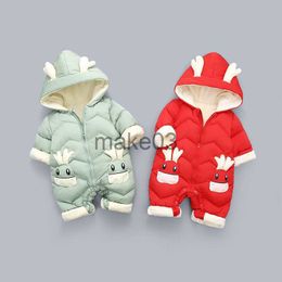 Down Coat 02 jaar Pasgeboren Romper 2022 Baby Winter Snowsuit plus fluweel dikke babyjume jumpsuit babymeisjes overalls peuter jas kleding J230823