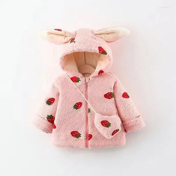 Manteau en duvet 1-3 ans Kawaii Born Baby Girls Veste d'hiver épaisse et manteaux à capuche en velours pour enfants Vêtements de plein air pour enfants