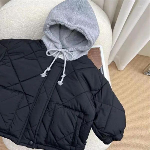 Manteau en duvet pour enfants de 1 à 8 ans, vestes matelassées décontractées, manteaux rembourrés en coton, vêtements chauds d'hiver à carreaux solides pour garçons et filles, Parka à capuche