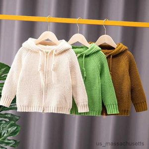 Manteau en duvet 2-10 ans filles garçons tricot cardigan pulls à capuche infantile fermeture éclair tenues en coton vêtements de base pour enfants vestes pour enfants 5 8 R230905