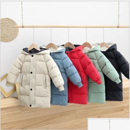 Down Coat 2021 Nieuwe kinderen Autumn Winter Boys Girls CottonPadded Parka Coats Dikke Warm Long Jackets Kids Outwear272F Drop Dhrek Dhrek