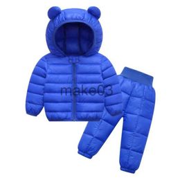 Manteau en duvet 2022 Garçon Fille Vêtements d'hiver Costumes avec capuche Doudounes VestPants imperméables Épaisseur chaude Tracksuts Enfants Vêtements15y J230823