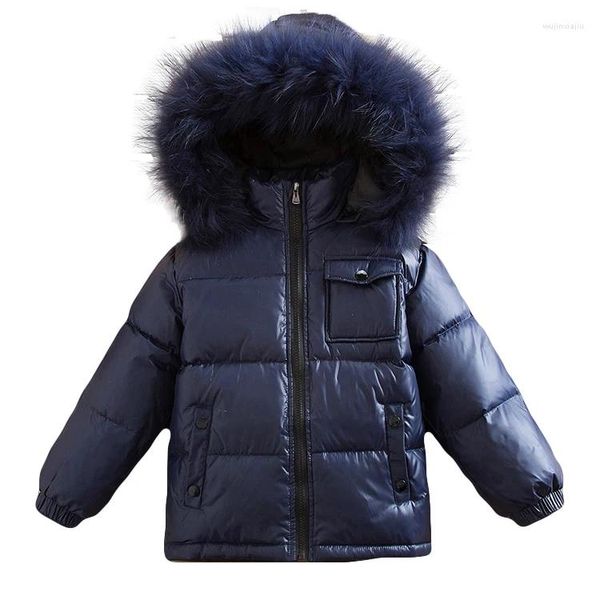 Abrigo de plumas para niños, ropa de invierno de Rusia, Parka de piel auténtica con capucha para niño y niña, chaqueta de pato, traje de nieve para niño, 2023 -30 grados, 2023