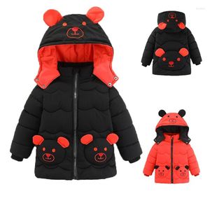Down Coat 2023 Automne Winter Baby Girls Vêtements Toddler Cartoon Bear épaissoir Keep Warm Sweat à capuche pour les enfants 2-5 ans Costume d'enfant