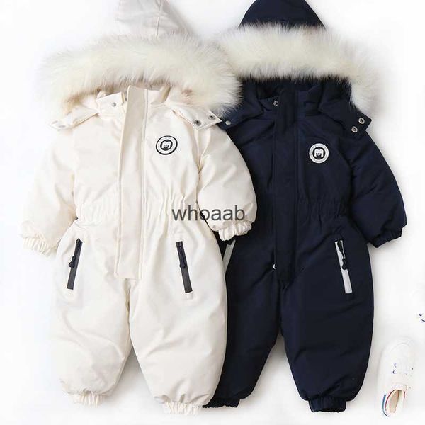 Abrigo de plumón 2023 Monos de invierno para bebés recién nacidos Ropa de nieve para niños Monos gruesos Niños Niñas Traje de esquí para la nieve Cuello de piel Chaquetas de plumón de pato YQ230925 YQ230925