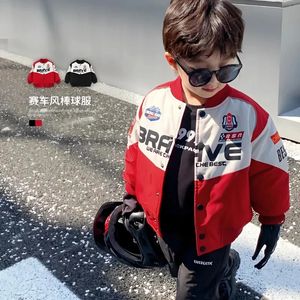 Down jas 2023 jongens baseball jas lente herfst unisex baby jongen racen kinderen top motorfiets kindermode uitloper 2 8Y 231128