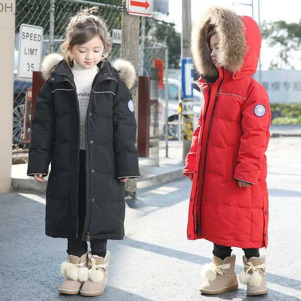 Down Coat 2023 Enfants Fille Hiver Doudoune Véritable Fourrure De Raton Laveur Veste Imperméable Pour Les Filles 2-14 Ans Manteau D'extérieur Enfants Parka Outfit Q231205