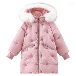 Donsjas 2023 kindersneeuw katoenen gewatteerde kleding voor meisjes in winterjassen Duck Jacket Kids