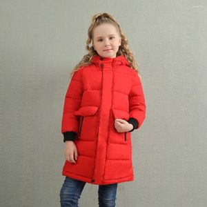 Donsjas 2023 Koude Winter Kinderkleding Mode Meisjes Kerst Bovenkleding Rood Zwart Jongens Jas Katoen Lange Grote Zak