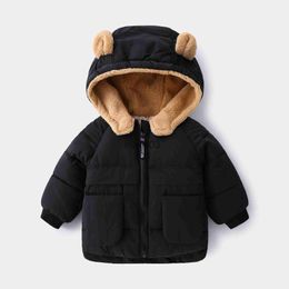 Down Coat 2023 Koreaanse herfst Winterkinderen Boy Parkas Cartoon Bear Ears Little Girl Jacket Coat 16 jaar Kids Boy Outerwear Outfit J230823