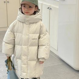 Manteau en duvet coréen pour fille, veste longue, coupe-vent, chaud, épais, à capuche, Parka pour enfants, hiver 2023