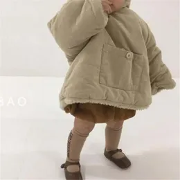 Unten Mantel 2023 Verdickt Plüsch Kinder Jacke Winter Koreanische Baby Mit Kapuze Baumwolle Warme Mädchen Jungen Oberbekleidung Mäntel