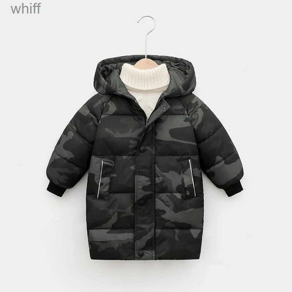 Manteau en duvet 2023 hiver enfants garçon Camouflage doudoune vêtements d'extérieur à capuche adolescentes filles coton rembourré Parka manteaux épaissir 2-12YL231125