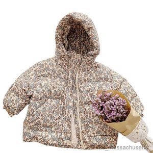 Doudoune 2023 hiver nouveaux enfants doudoune bébé chaud épaissir manteaux résistant au froid filles imprimé fleuri vêtements d'hiver R230905