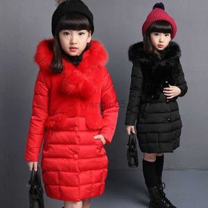 Manteau en duvet 2023 hiver chaud vestes pour filles mode fourrure à capuche enfants filles vêtements d'extérieur imperméables enfants coton doublé Parkas HKD230725