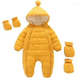 Manteau en duvet à capuche et velours pour garçons, combinaison de neige chaude pour tout-petits, vêtements pour bébés filles, salopette en coton, barboteuse, 2024