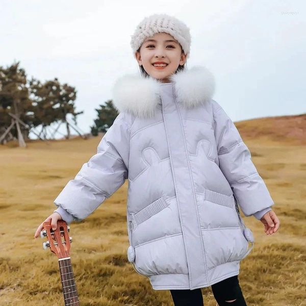 Abrigo de plumas para niñas, chaqueta cálida a la moda para niños, traje de nieve grueso a prueba de viento para invierno al aire libre, ropa a prueba de frío para adolescentes TZ620 2024