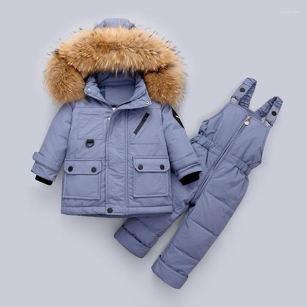 Conjunto de ropa de 2 uds. De plumón, chaqueta de invierno para niños, ropa para niñas, mono, Parka gruesa cálida para niños, abrigo, traje de nieve para niños