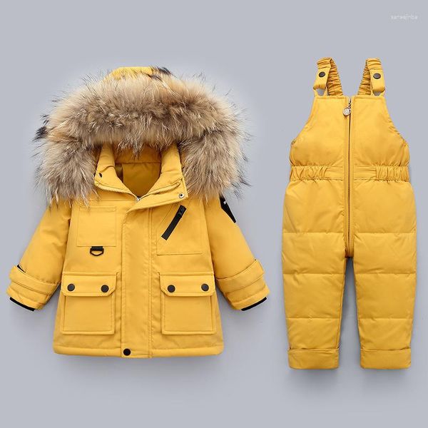 Abrigo de plumas 2 uds./et conjunto de ropa, chaqueta de invierno para niños, ropa para niñas, mono, Parka gruesa y cálida, abrigo para niños, traje de nieve