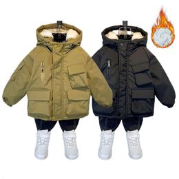 Manteau en duvet 3-10 ans garçons hiver Plus velours vêtements d'extérieur mode enfants à capuche chaud vers le bas vestes enfants vêtements garçons épaissir manteaux coupe-vent 231020