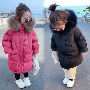 Down Coat 3 8 -jarige Baby Kids Parkas Winter Winter Long Jacket voor meisjes Fashion Burar Hooded Children Outwear Toddler Girl Girl Deskleding 221007