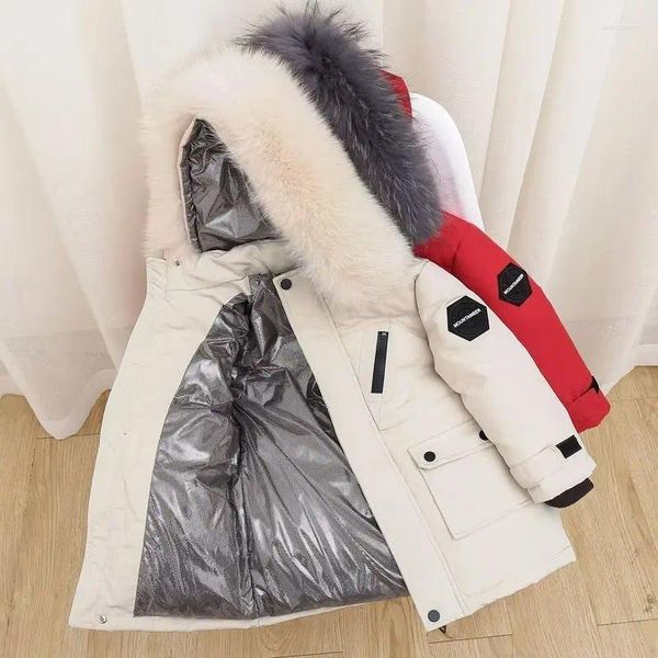 Abrigo de plumón -30 Chaqueta con capucha de piel sintética para niños Ropa de abrigo gruesa y cálida para invierno Parka para niños Traje de nieve para adolescentes 10 12 14 años