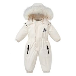 Manteau en duvet 30 degrés hiver bébé costume de ski plus combinaison de velours garçons salopette vêtements chauds pour enfants vêtements imperméables pour enfants ensemble 1 4 ans 231031