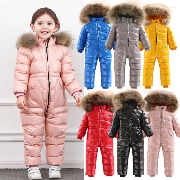 Manteau en duvet -30 degrés pour bébé, barboteuse chaude et épaisse à capuche, veste en canard blanc, vêtements pour enfants, combinaison de neige imperméable, vêtements d'extérieur