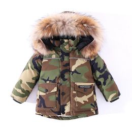 Manteau en duvet 30 degrés vêtements d'hiver pour enfants veste en duvet épaisse de camouflage pour petits garçons manteau rouge chaud filles 2 8T 231201