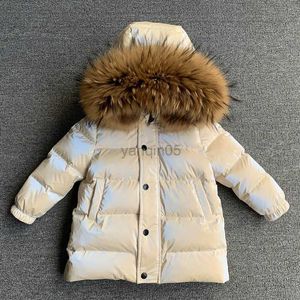 Manteau en duvet -30 enfants hiver doudoune col en fourrure véritable enfants épaissir manteau de survêtement chaud enfant en bas âge habit de neige bébé garçons filles pardessus HKD230725