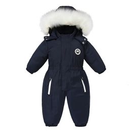 Donsjas -30 Winterbabykleding Dikker warme romper plus fleece jumpsuit Sneeuwpakken Meisjesjongens Jassen met capuchon Skipakken Kinderjas Bovenkleding 231108