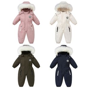 Manteau en duvet 30 vêtements d'hiver pour bébé épaissir combinaisons chaudes combinaisons de neige fille garçon veste à capuche barboteuses imperméables combinaisons de ski vêtements d'extérieur pour enfants 230705