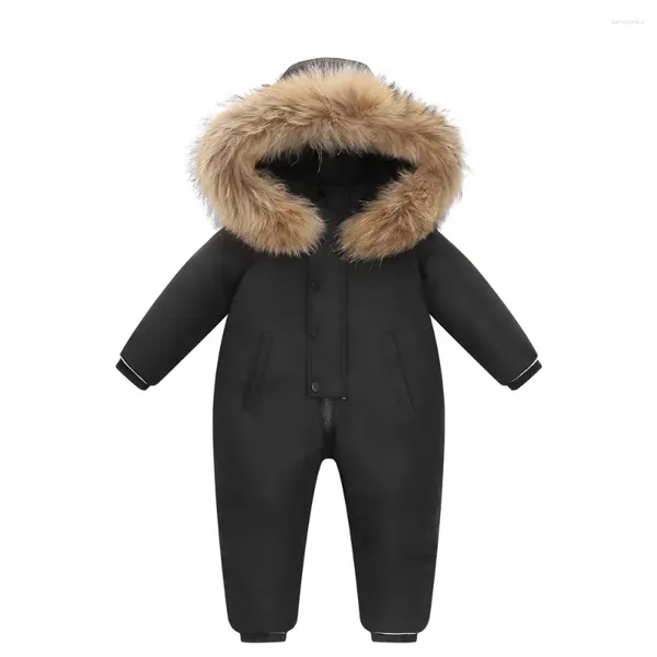 Abrigo de plumón -30 traje de nieve cálido para invierno para niño, chaqueta de pato 90%, abrigo infantil, ropa para niño niña, mono para niño, Parka de 2 a 6 años, ropa de piel auténtica