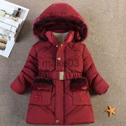 Donsjas 4 5 6 8 10 jaar Winter Meisjes Jassen Warm Houden Mode Bontkraag Prinses Jas Capuchon Rits Winddicht Bovenkleding Kinderkleding J231115