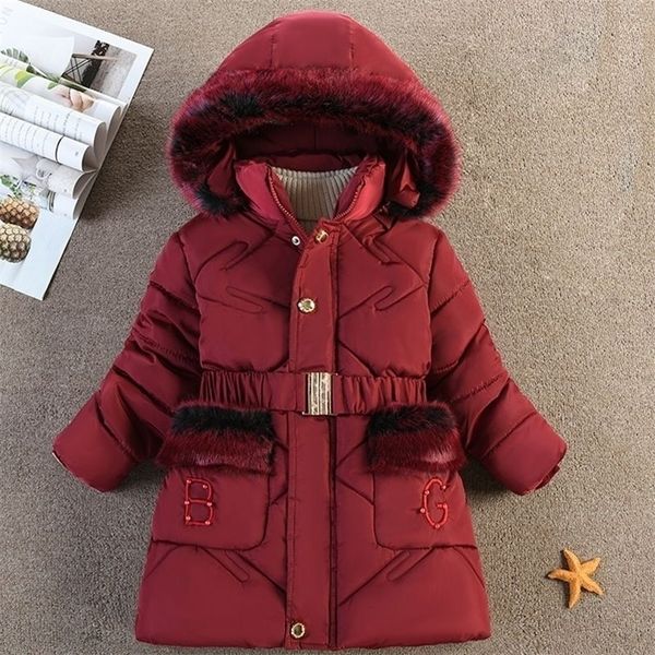 Manteau en duvet 4 5 6 8 10 ans hiver filles vestes garder au chaud mode col de fourrure princesse manteau à capuche fermeture éclair coupe-vent vêtements d'extérieur enfants vêtements 221007