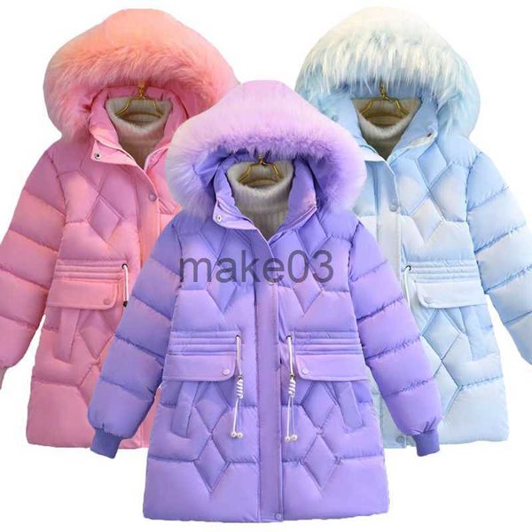 Manteau en duvet 4 couleurs hiver garder au chaud filles veste diamant maille impression peut être plié à la taille doublure de rembourrage avec manteau de velours pour enfants J230823