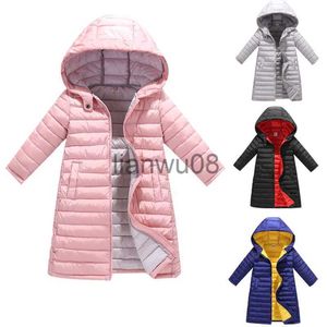 Manteau d'automne pour filles, vestes longues pour filles, manteau d'hiver en coton fin rose pour enfants, vêtements pour enfants, veste rembourrée à capuche, Parka pardessus x0825