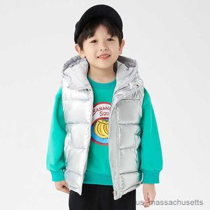 Donsjas Herfst Winter Jongens Down Vesten Met Capuchon 2023 Nieuwe Meisjes Mode Dikker Warme Jas Vest Kinderkleding Tieners Vest jassen R230912