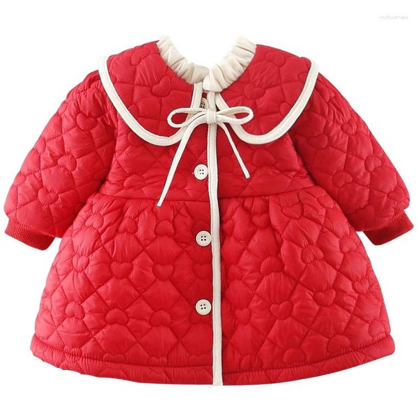 Manteau en duvet pour filles, vêtements d'automne et d'hiver, vêtements pour filles, mignon princesse coréenne, col de poupée, combinaison de neige pour enfants, vêtements pour bébés BC1359-1