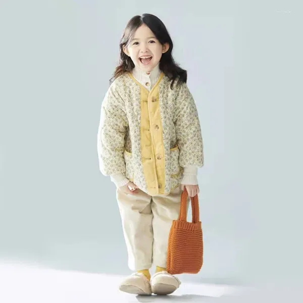 Manteau en duvet pour fille de 0 à 11 ans, veste chaude en peluche, imprimé à la mode, décontracté, Version coréenne, vêtements pour enfants, automne et hiver